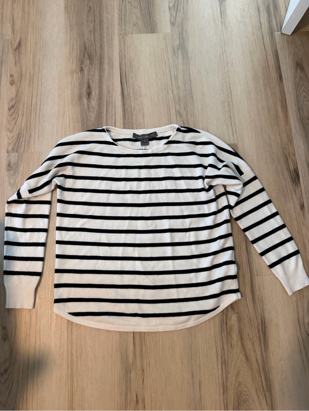 French Connection Black & White Striped Long Sleeve Top